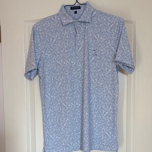 Peter Millar Men's Light Blue Patterned Polo Shirt